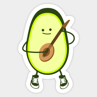 Avocado with guitar Sticker